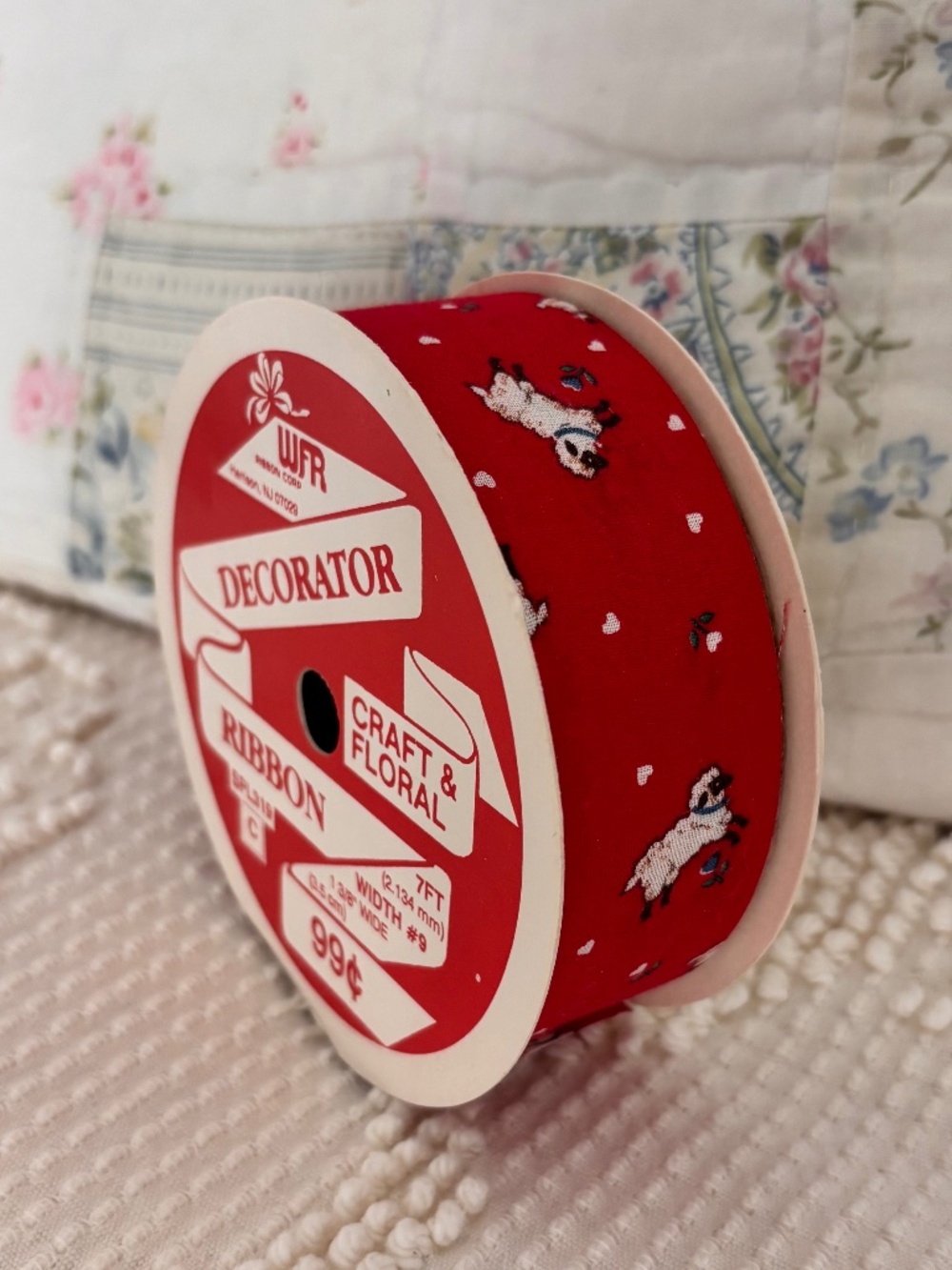 Vintage WFR Decorator Craft Ribbon Sheep and Hearts